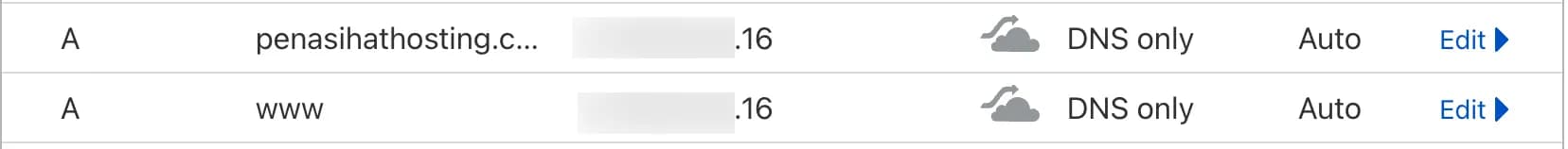Form pengisian A Record di Cloudflare