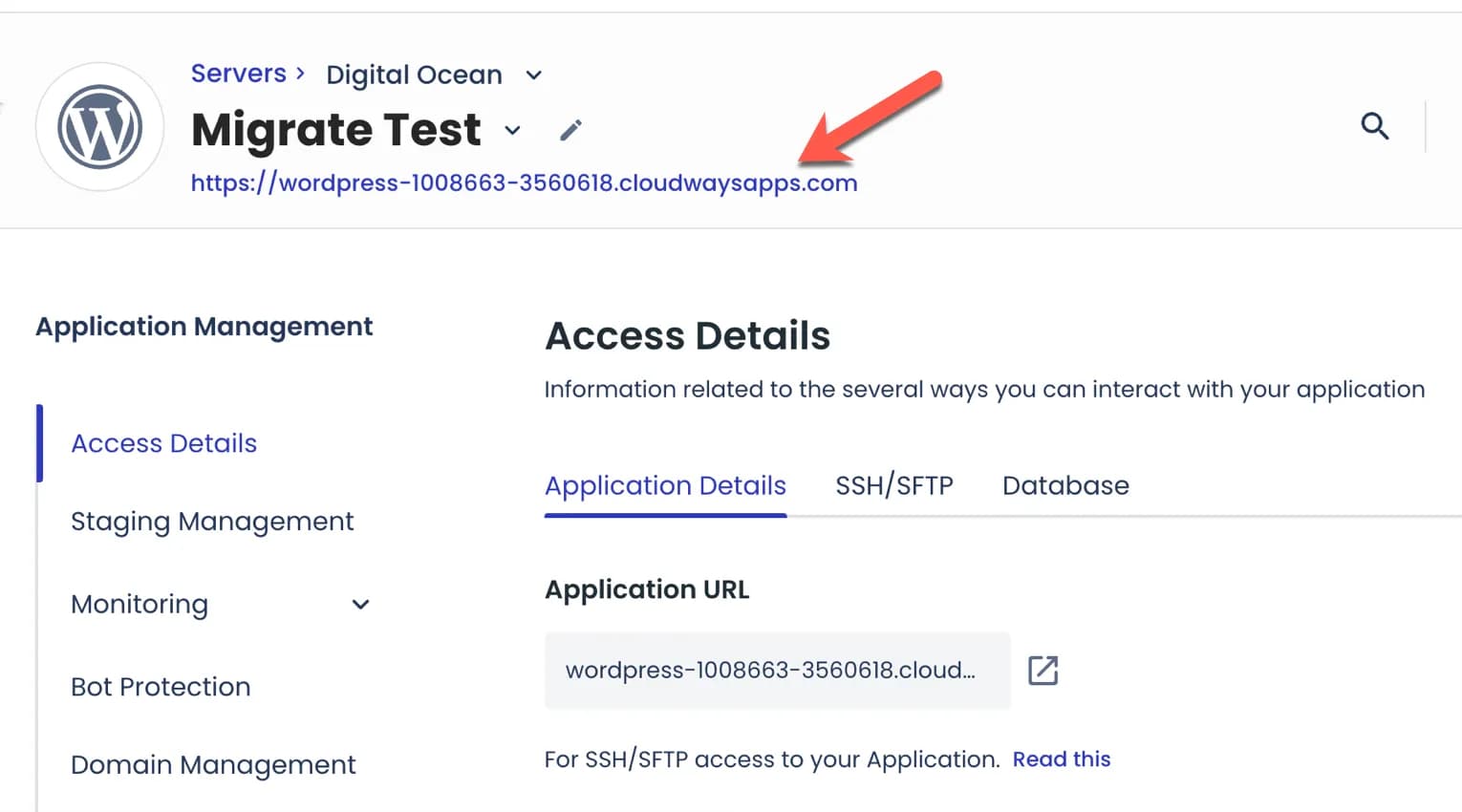 URL domain sementara Cloudways