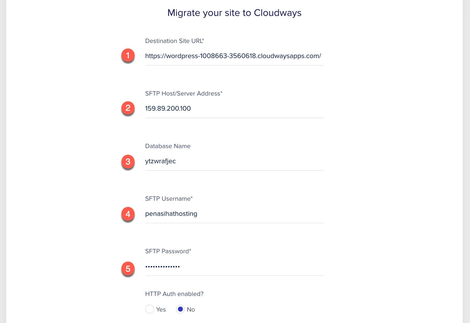 Form detail migrasi Cloudways