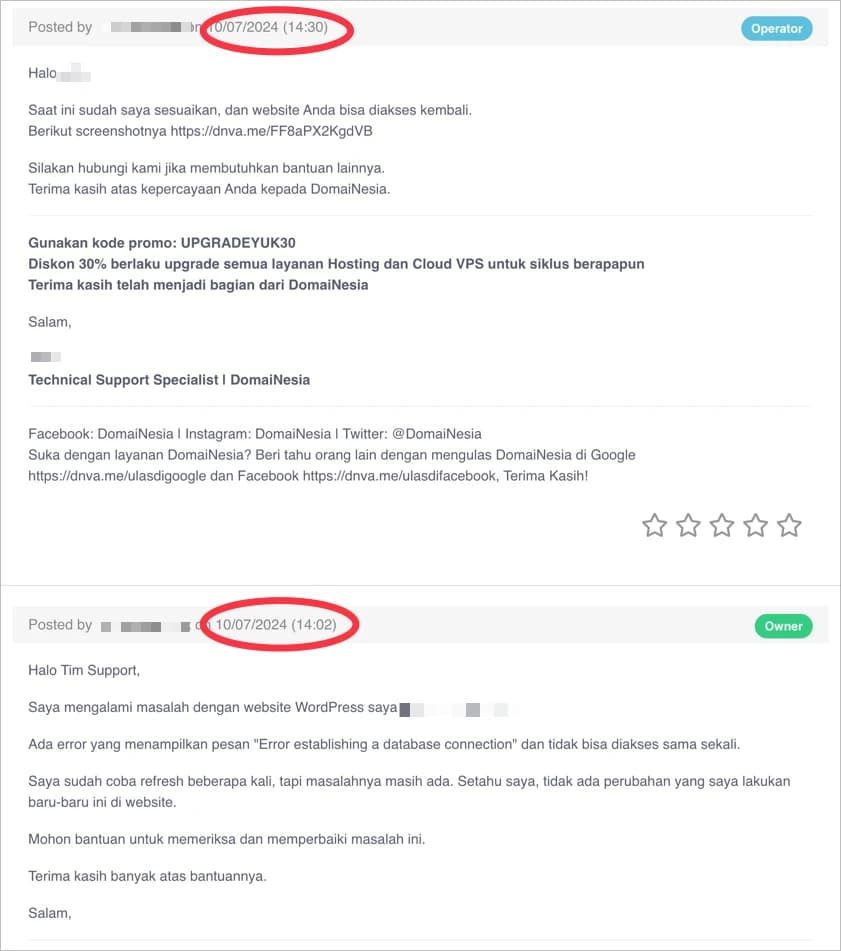 Pengujian Support DomaiNesia 2024