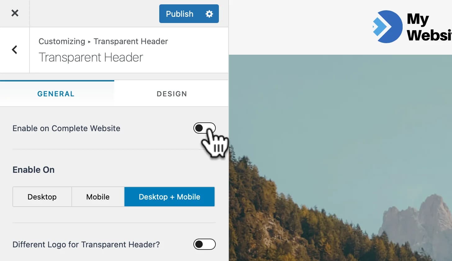 Klik enable on complete website