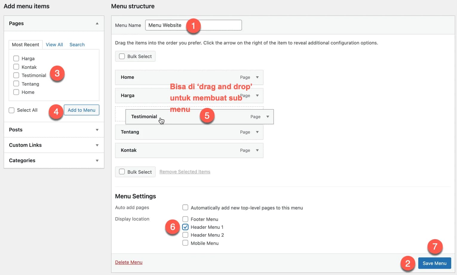 membuat menu navigasi