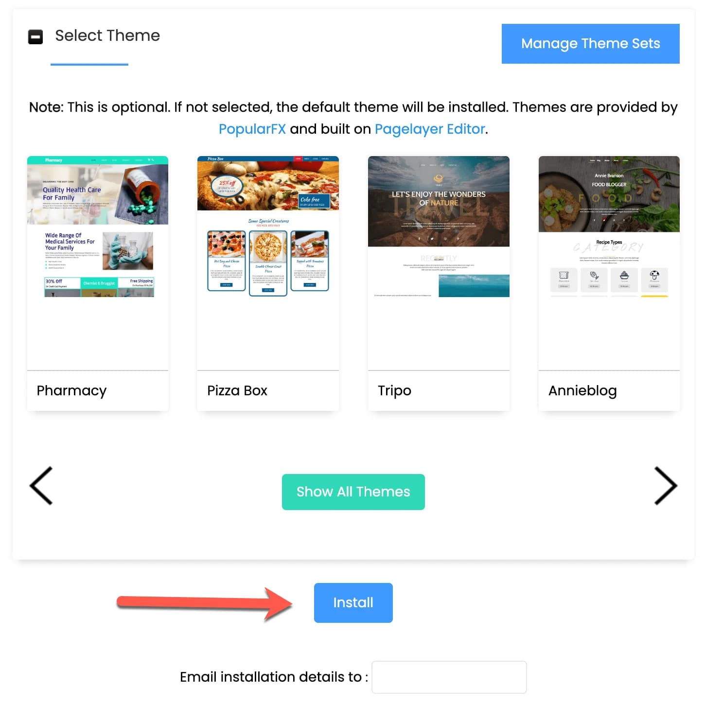 Tombol Install terakhir pada proses instalasi WordPress via Softaculous