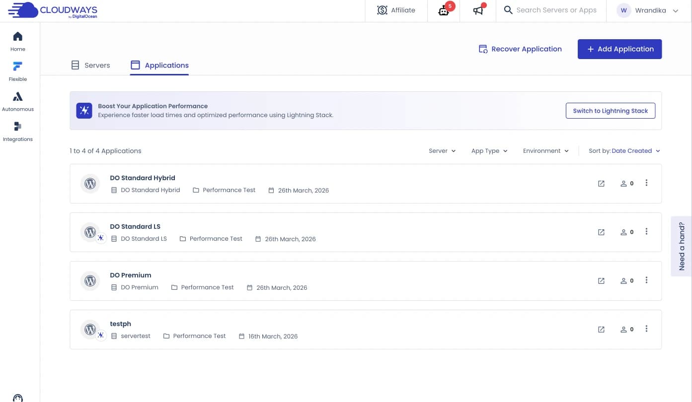 Menambahkan aplikasi di Cloudways
