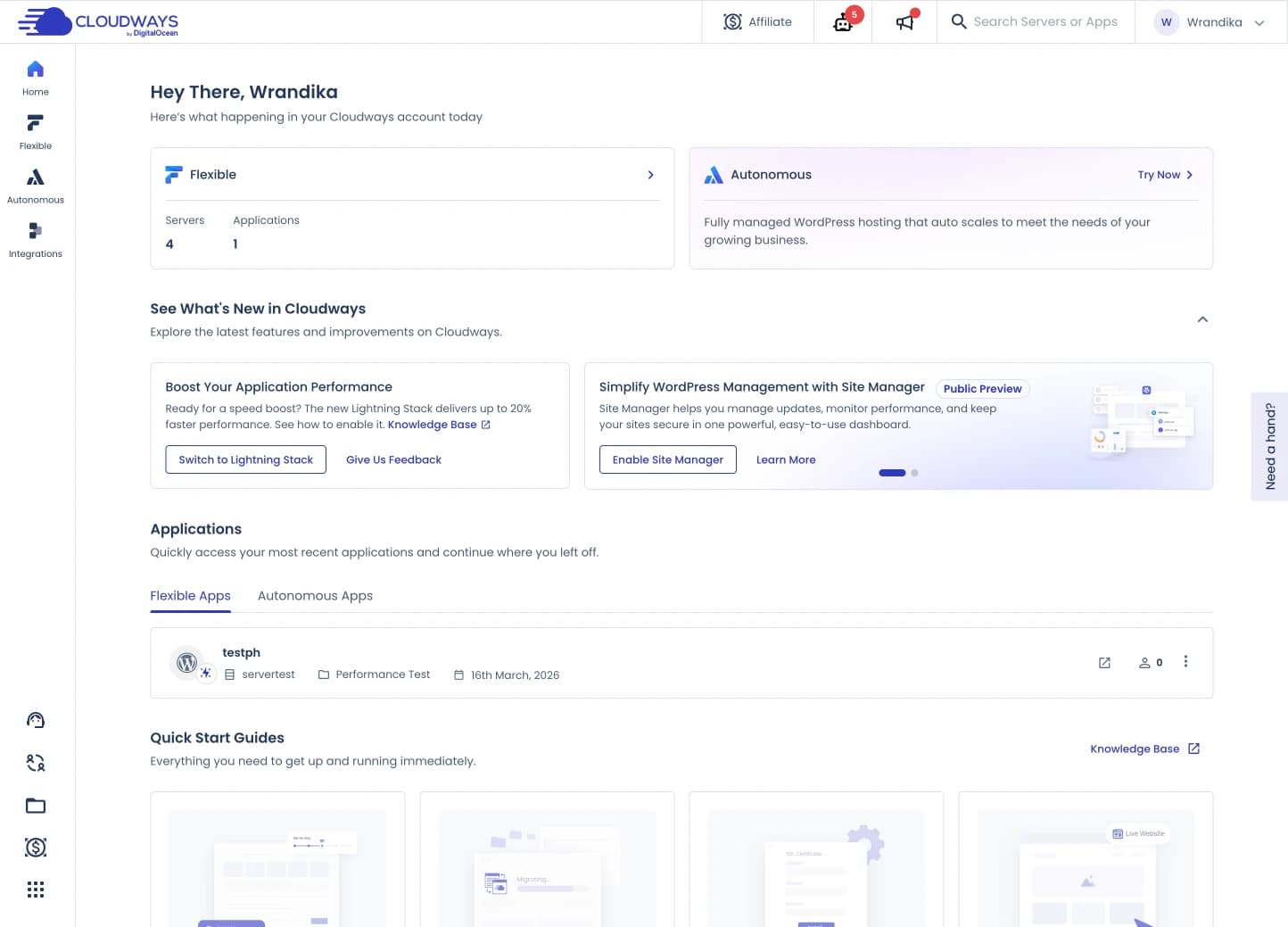Dashboard cloudways terbaru