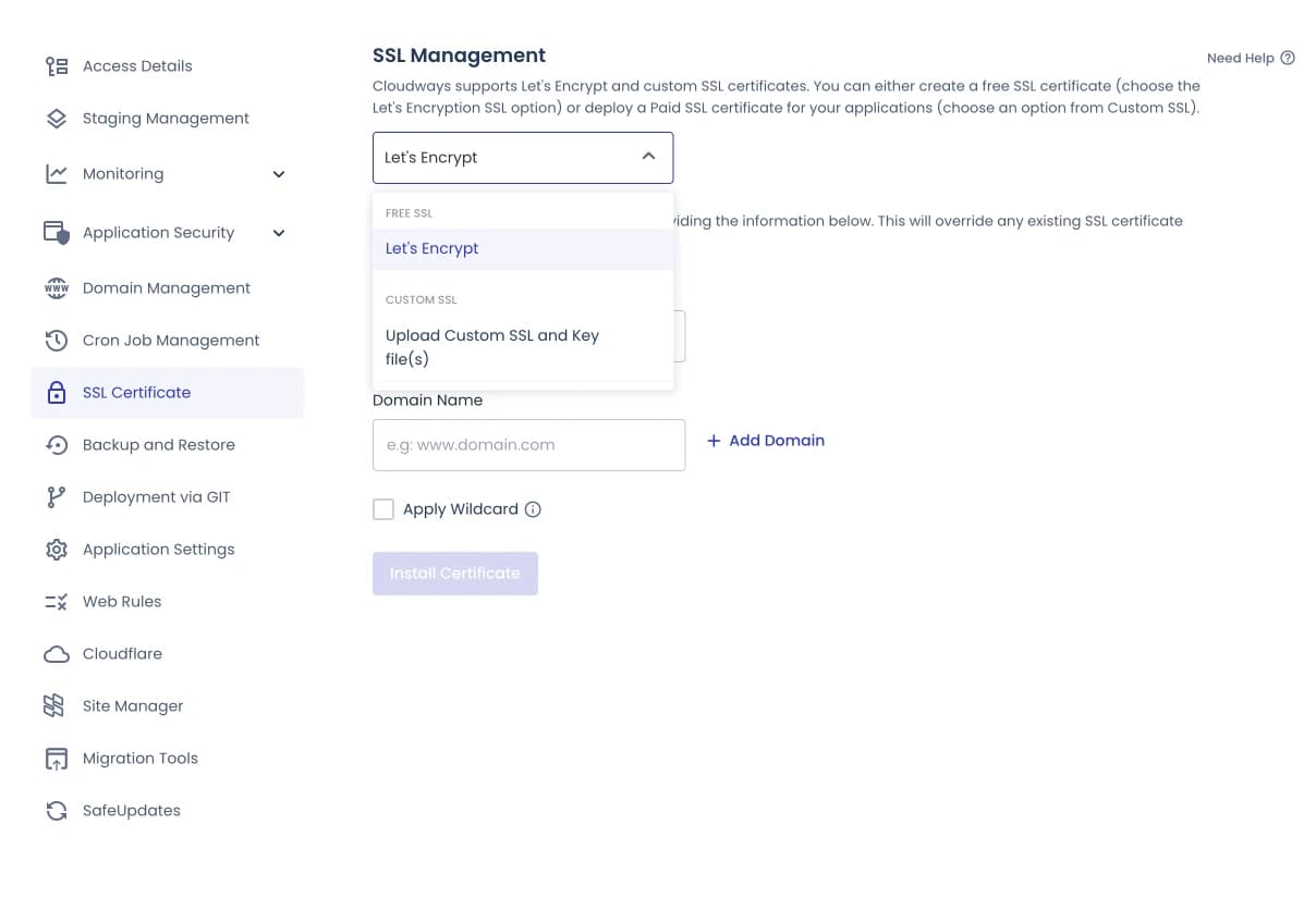 Install SSL gratis di Cloudways