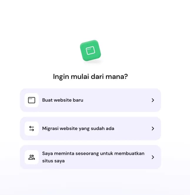 Pilihan awal onboarding website di Hostinger