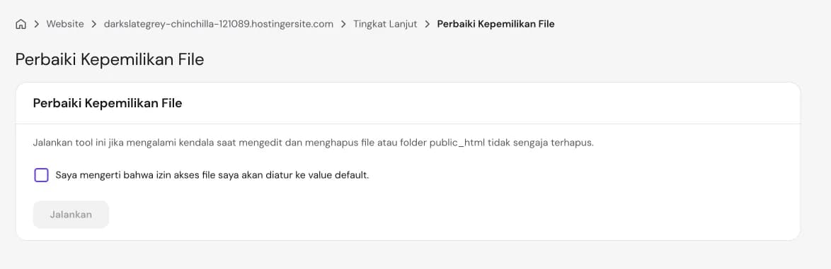 Tool perbaikan kepemilikan file di hPanel