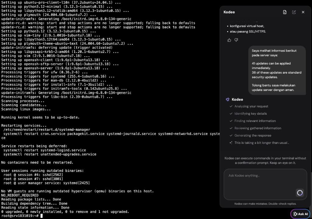 Minta Kodee update server dengan aman (41 security updates)