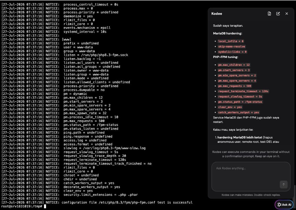 Tuning PHP-FPM (pm.max_children dll.) lewat Kodee