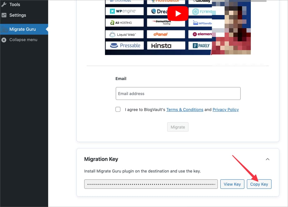 Copy key dari Migrate Guru Copy key dari Migrate Guru