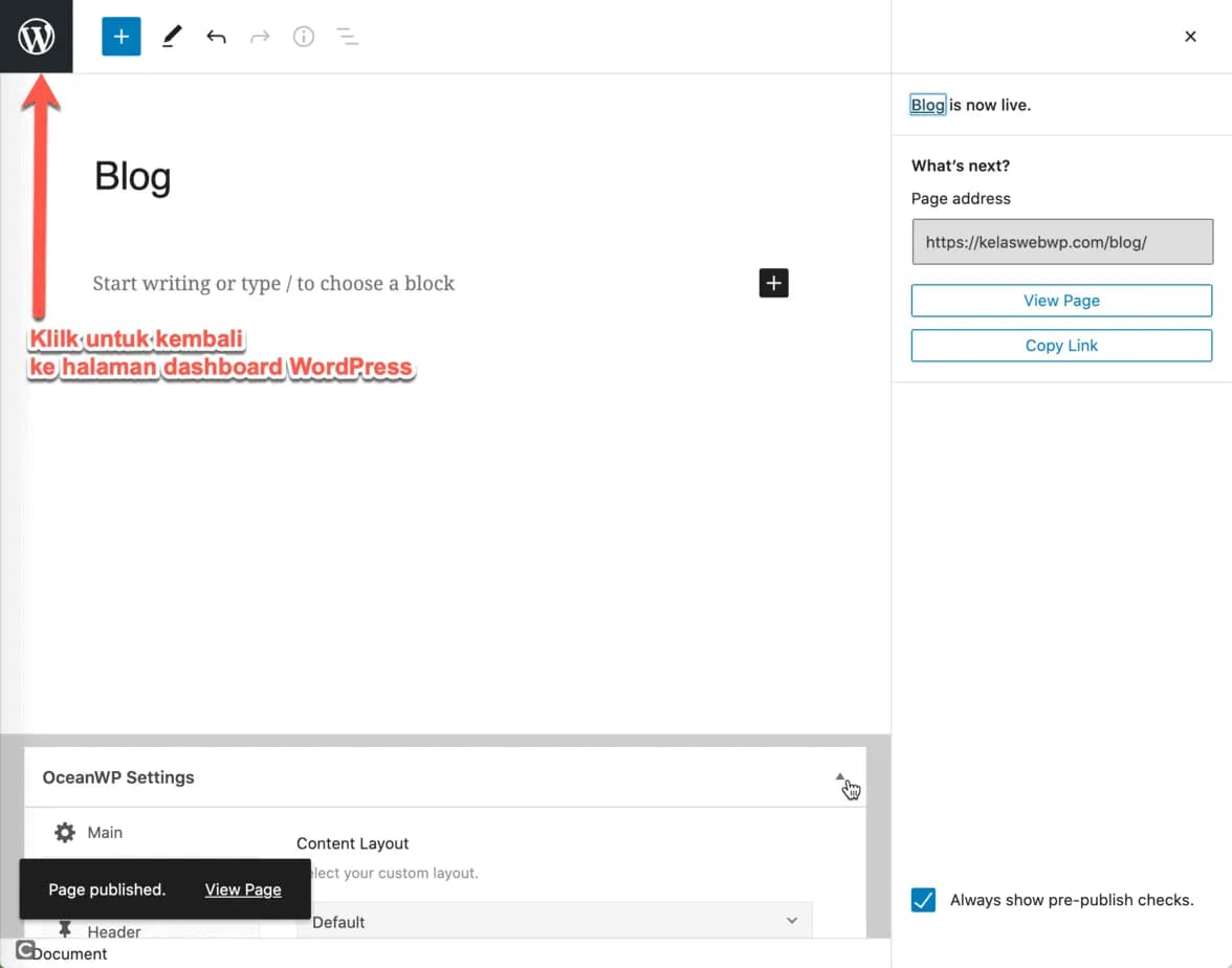 Klik untuk kembali ke halaman dashboard WordPress Klik untuk kembali ke halaman dashboard WordPress