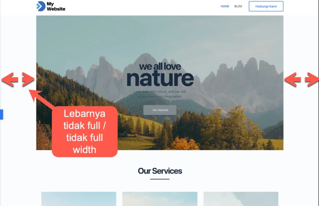 Menggunakan template Love Nature dari Starter Templates Menggunakan template Love Nature dari Starter Templates